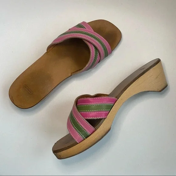 Coach Clog Mule Leather Stripe Sandal - Picture 6 of 16